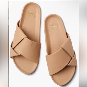 Beek tan Tori leather slide sandals